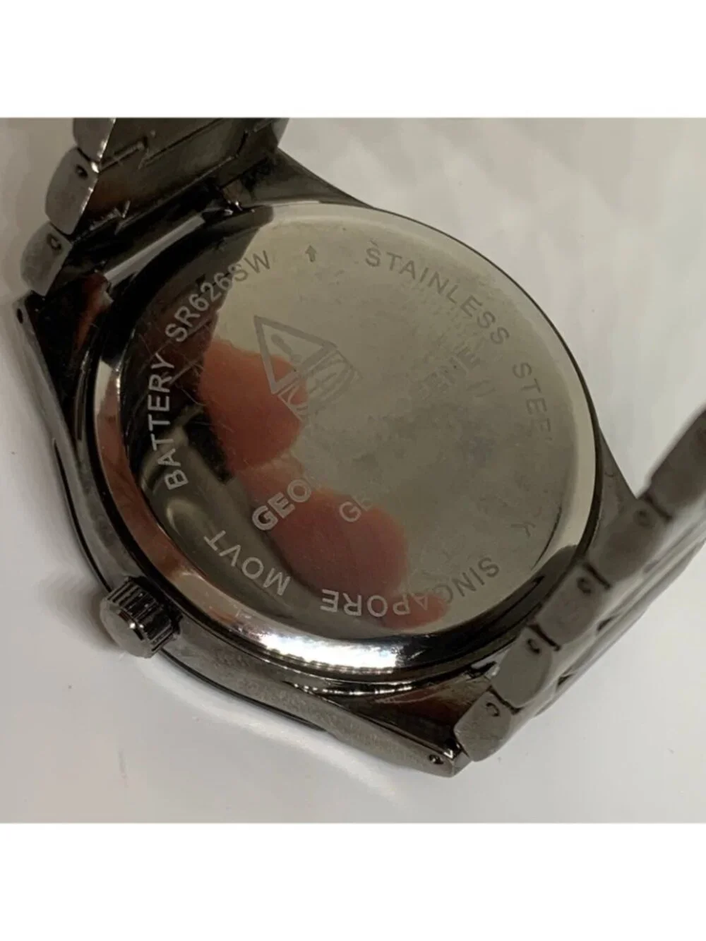 Geoffrey Beene Diamond men’s watch black tone 42mm quartz up to 7.5” running